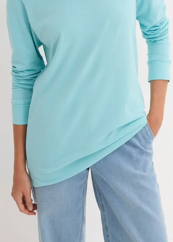 Lang, langermet topp med rund hals (5-pack), bonprix