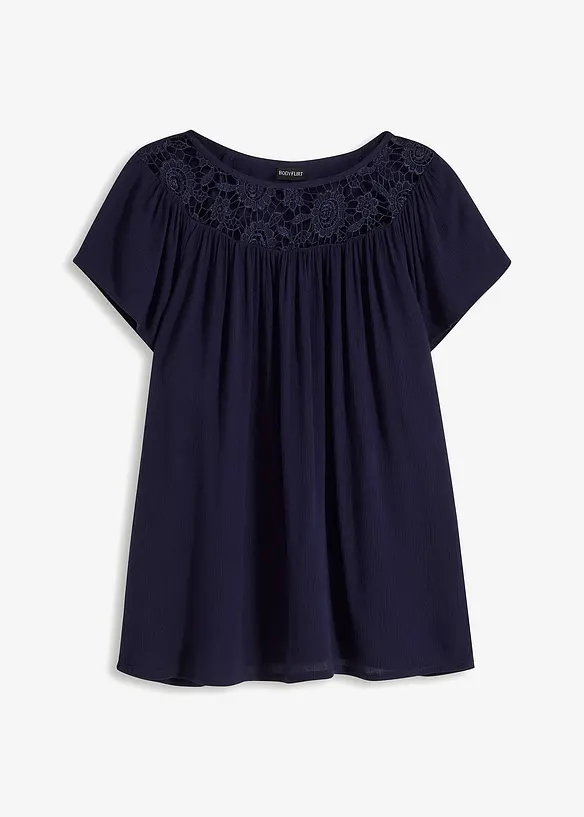 Bluse med blonder, bonprix