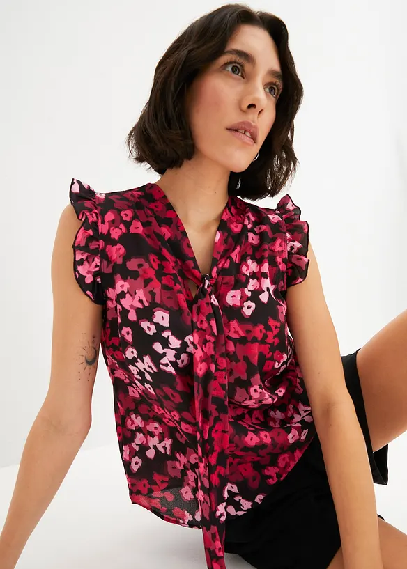 Knytebluse med print, bonprix