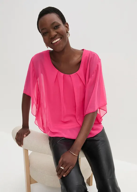 Chiffonbluse med topp under, bonprix