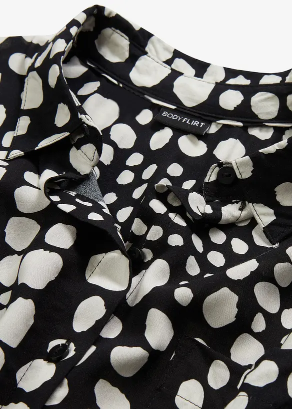 Lang bluse med print av lett viskose, bonprix
