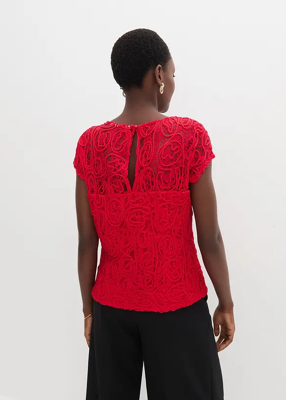 Bluse i blondemateriale, bonprix