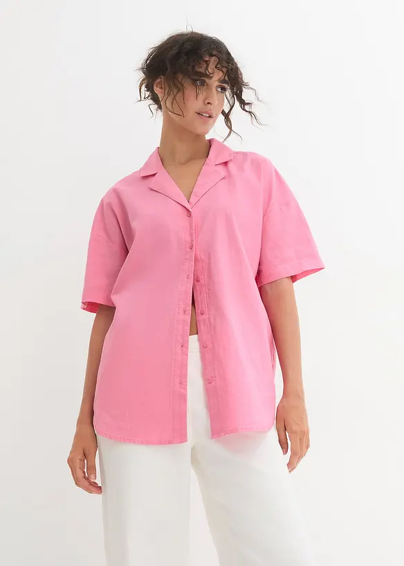Ledig, oversized bluse i lett linmiks, bonprix