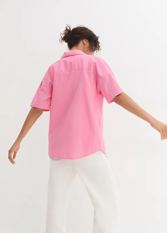 Ledig, oversized bluse i lett linmiks, bonprix