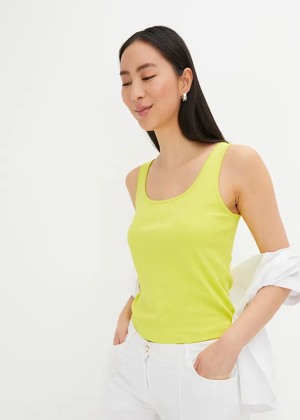 Ribbet topp av 100% bomull, bonprix