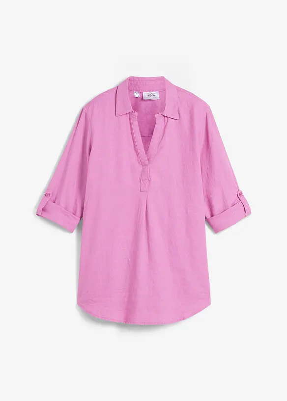 Bluse med 3/4-lang arm og lin, bonprix