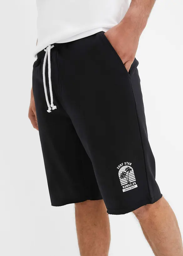 Sweat-bermuda med åpne kanter av økologisk bomull, Loose Fit, bonprix