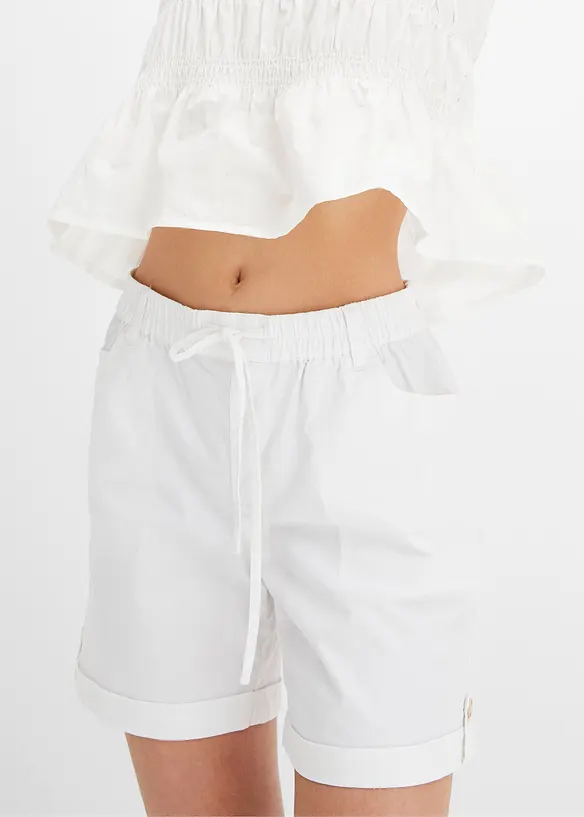 Bermudashorts i bomull med strikklinning, bonprix