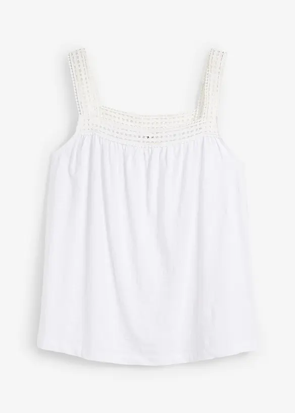 Ledig topp med stropper av blonde, bonprix