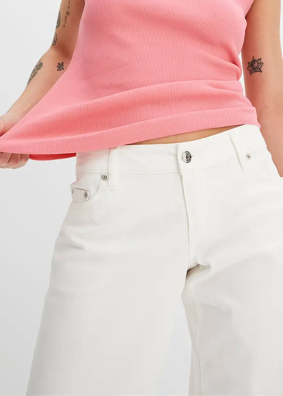 Ribbet topp i 100% økologisk bomull (2-pack), bonprix