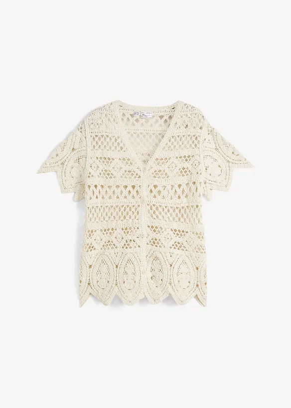 Kort, heklet cardigan, bonprix