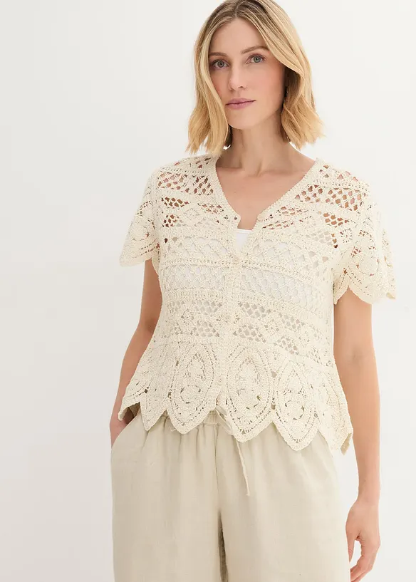 Kort, heklet cardigan, bonprix