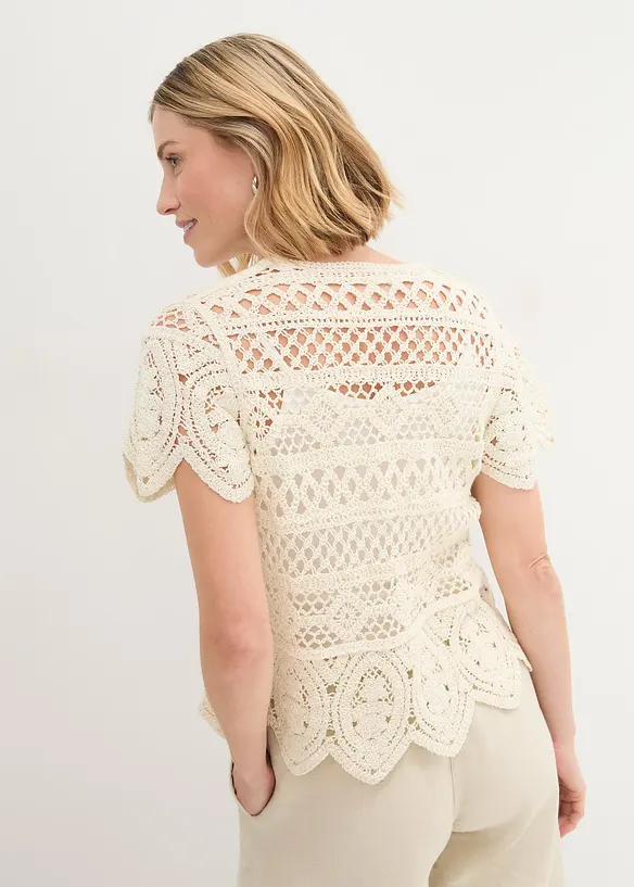Kort, heklet cardigan, bonprix
