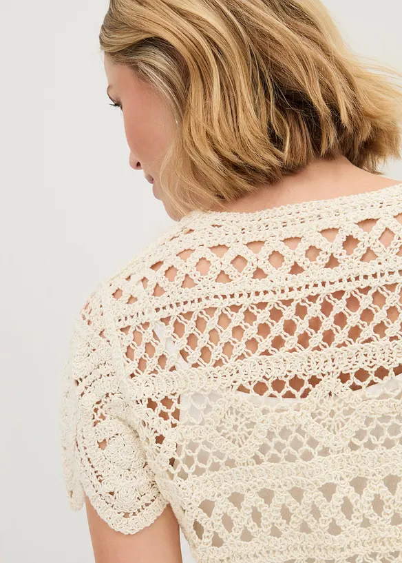 Kort, heklet cardigan, bonprix
