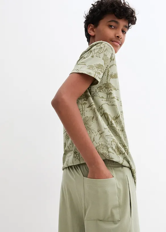 T-skjorte og bermudashorts i økologisk bomull (2-delt sett), bonprix