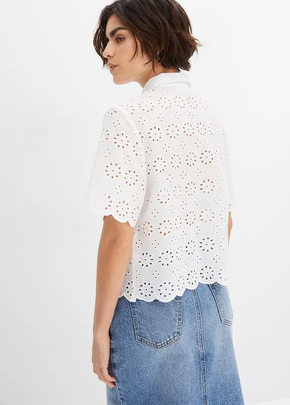 Kortermet bluse i 100% bomull, bonprix