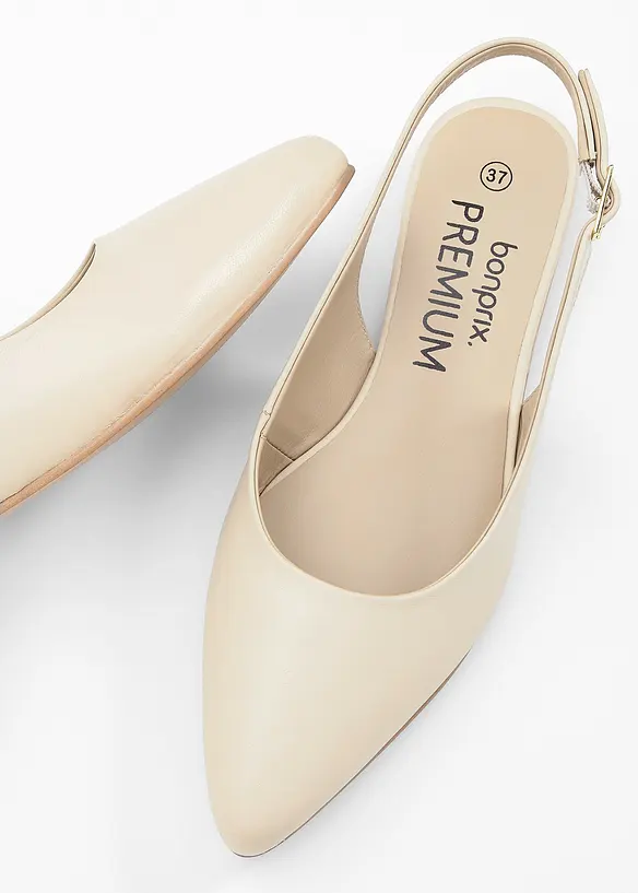 Slingback-ballerinasko i skinn, bonprix PREMIUM