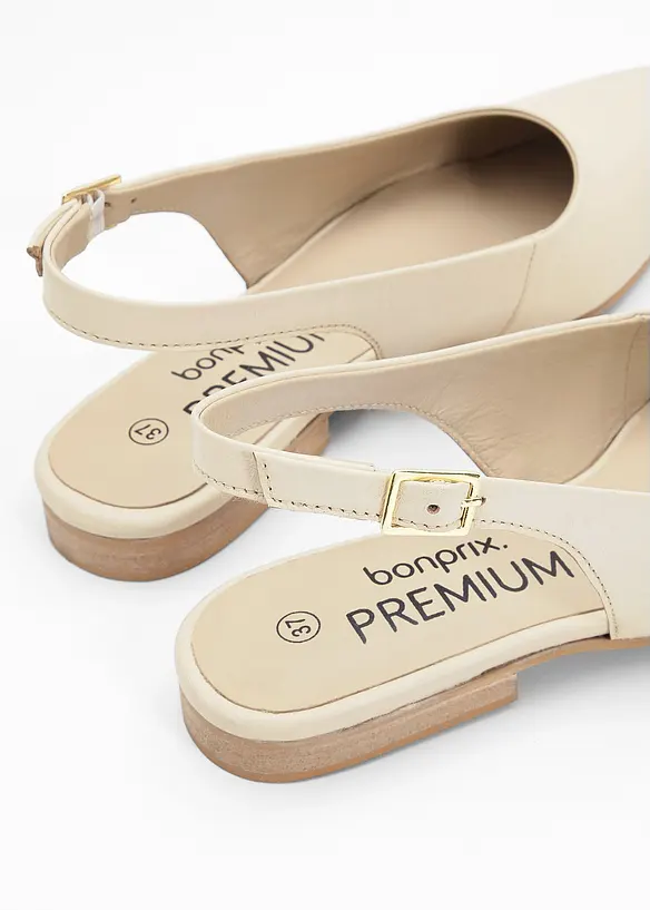 Slingback-ballerinasko i skinn, bonprix PREMIUM