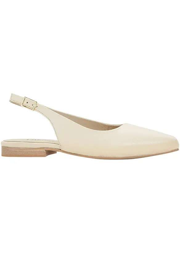 Slingback-ballerinasko i skinn, bonprix PREMIUM