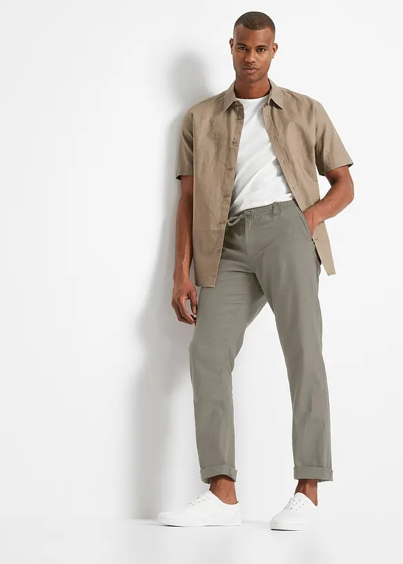 Regular Fit-chinos med lin, Straight, bonprix