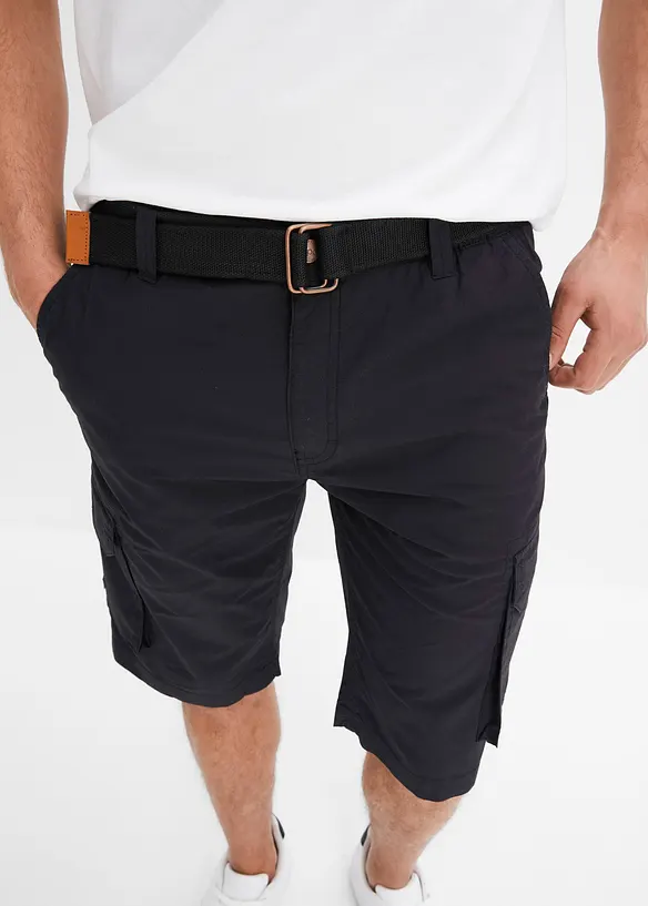 Cargo-bermuda med komfortlinning og belte, Regular Fit, bonprix