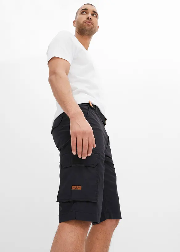 Cargo-bermuda med komfortlinning og belte, Regular Fit, bonprix