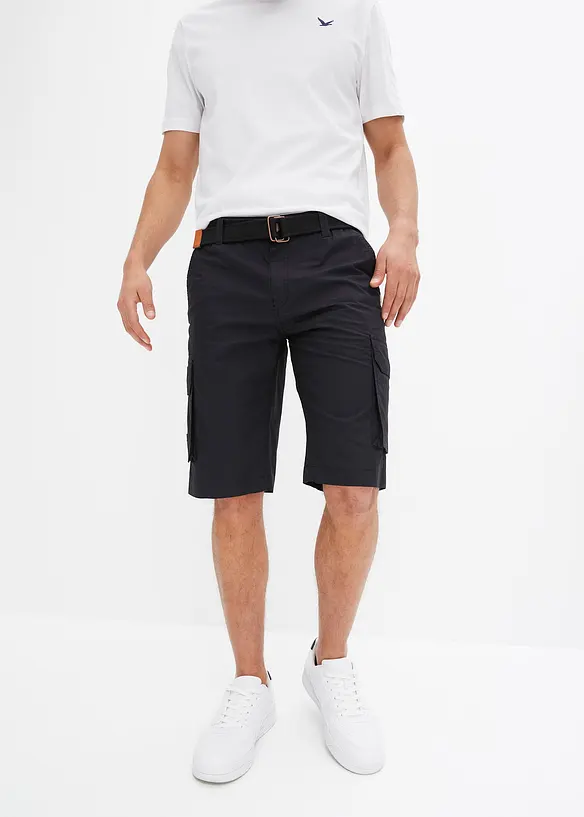 Cargo-bermuda med komfortlinning og belte, Regular Fit, bonprix