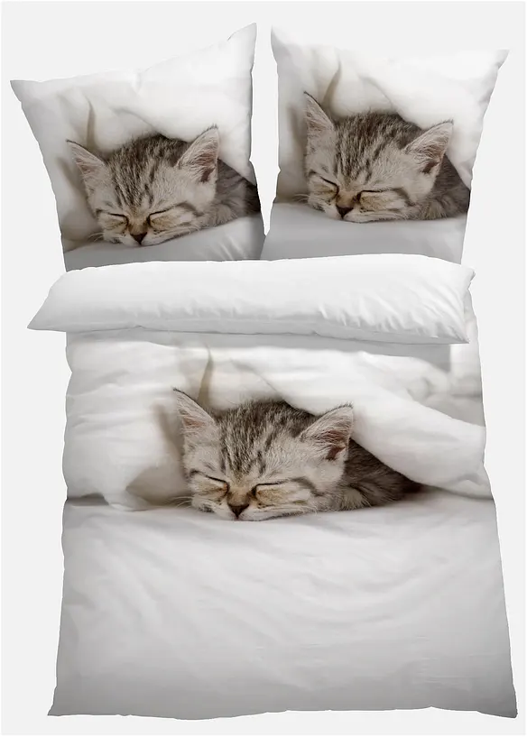 Vendbart sengesett med katt , bonprix