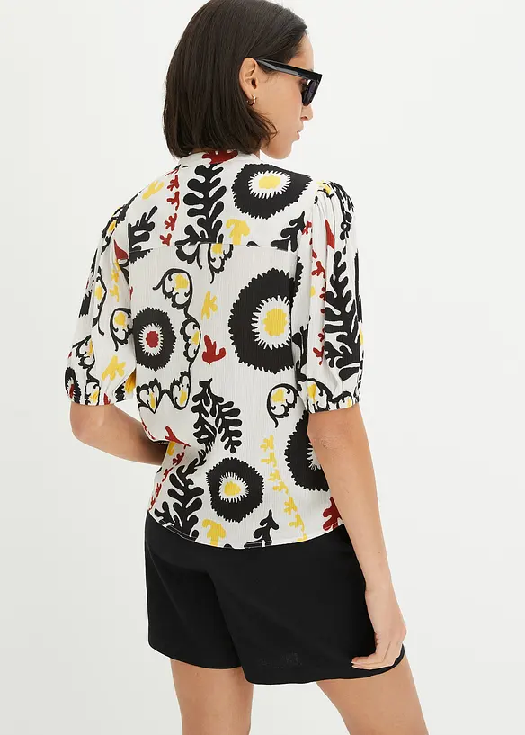 Kortermet bluse med krinklet detalj, i lett viskose, bonprix