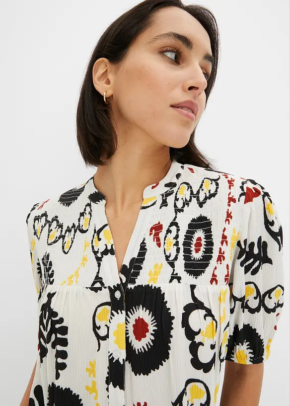 Kortermet bluse med krinklet detalj, i lett viskose, bonprix
