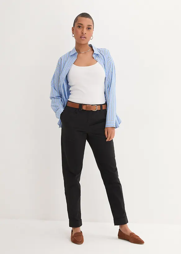 Chinos i bomull, ankellang, bonprix