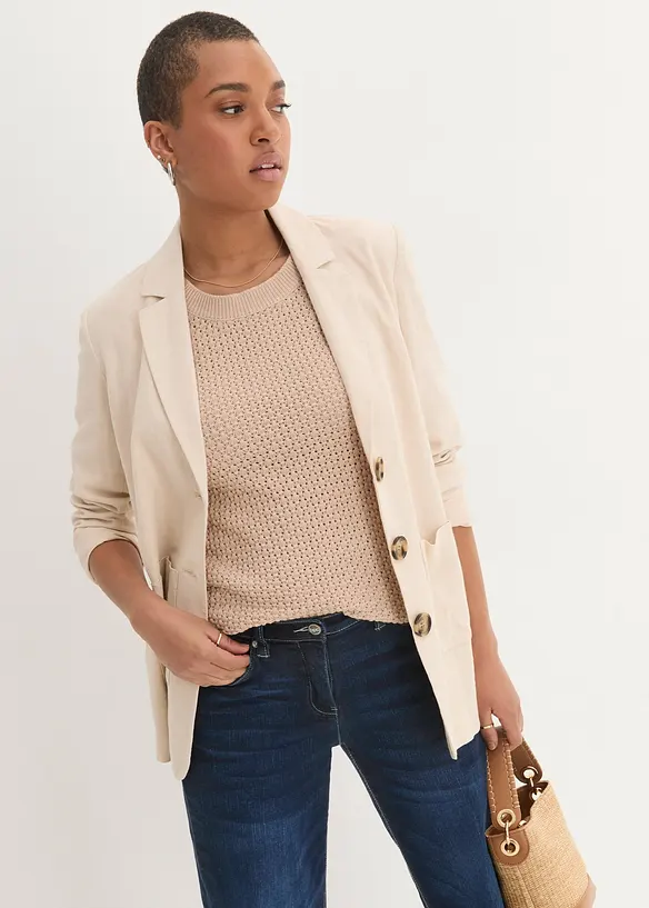 Wide Leg-jeans Mid Waist, komfortlinning, bonprix