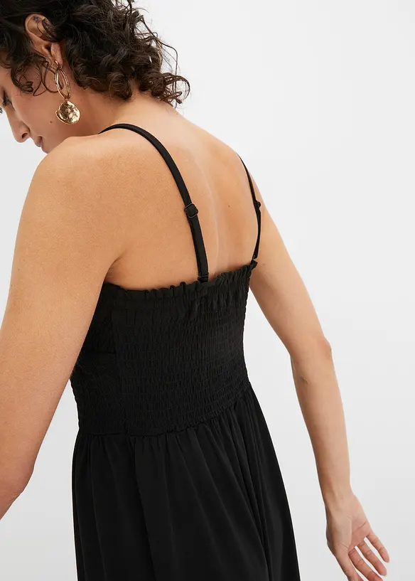 Kjole med stropper og smock av lett crepe, bonprix