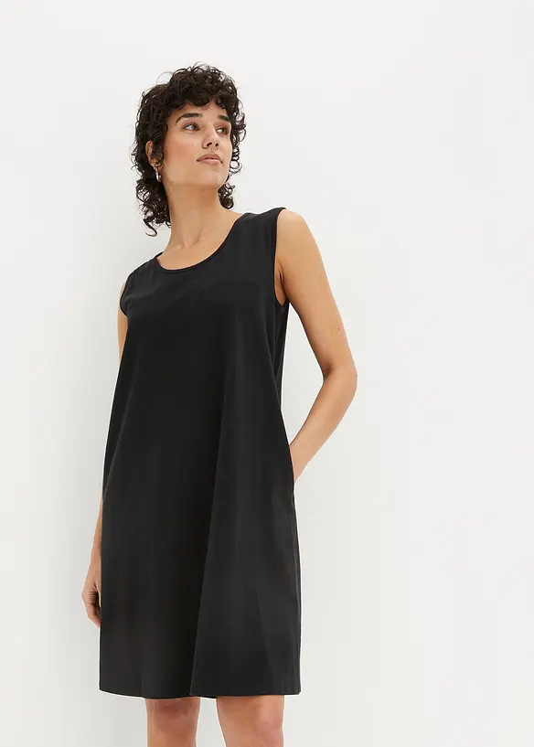 Kort jersey-kjole med A-fasong, uten arm, bonprix