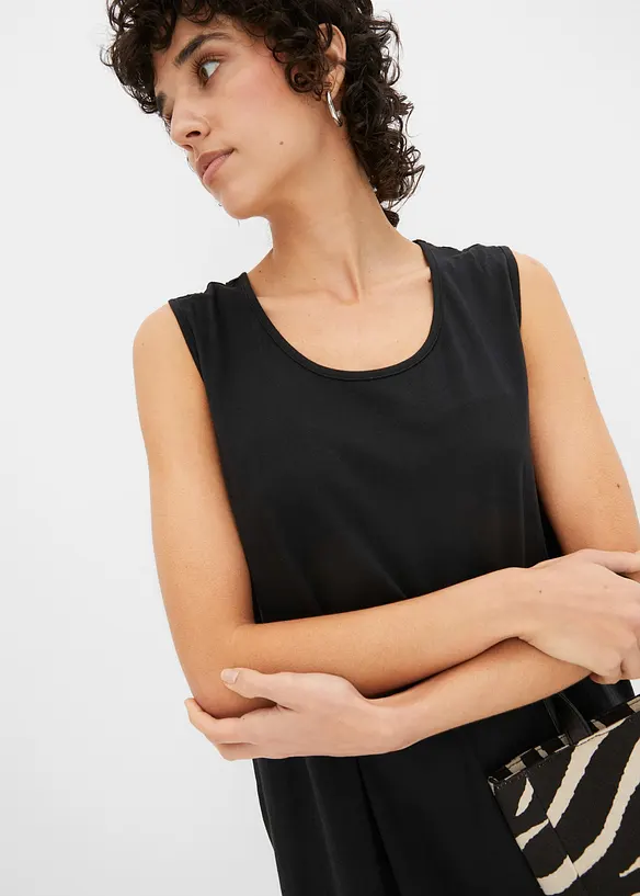 Kort jersey-kjole med A-fasong, uten arm, bonprix
