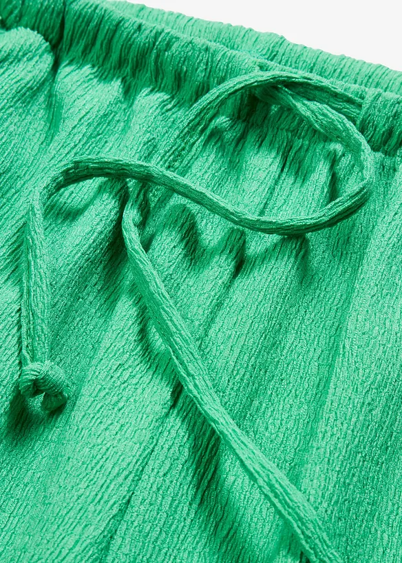 High Waist-bukse av struktur-jersey med elastisk linning og knying, bonprix