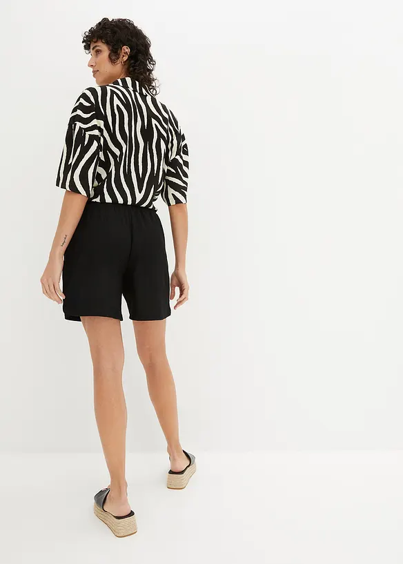 Pull on-shorts i strukturert jersey med høy midje, bonprix