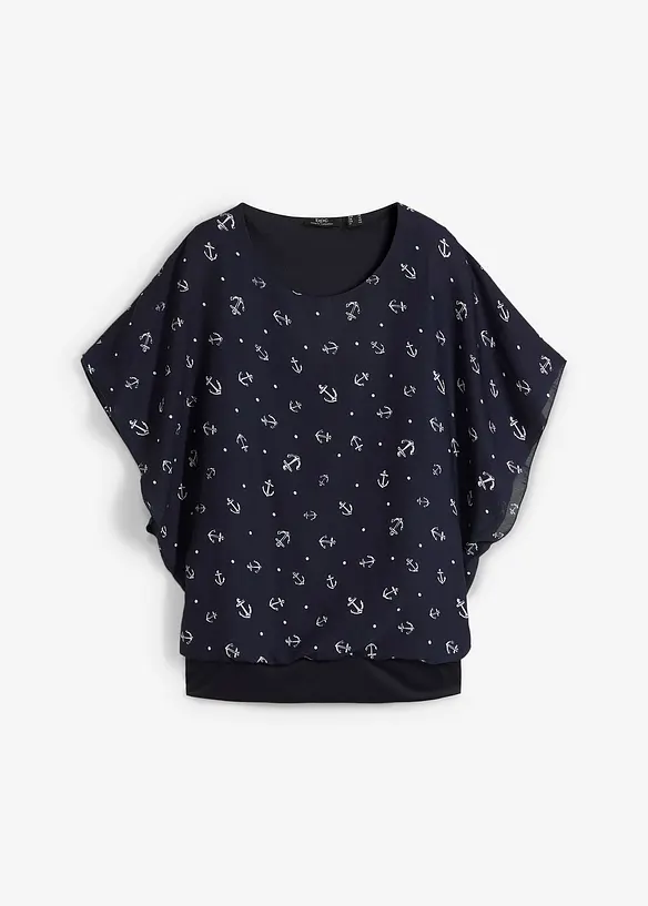 Kortermet georgette-bluse, bonprix