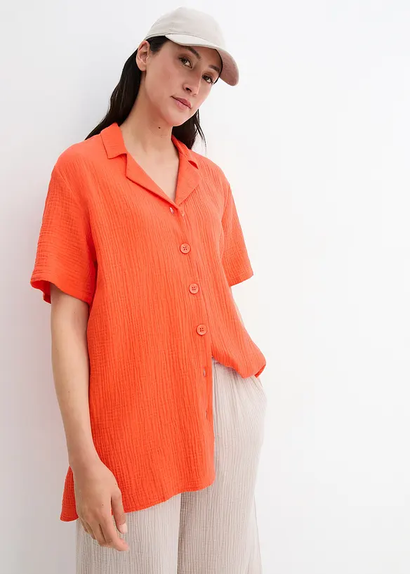 Skjortebluse i musselin, bonprix