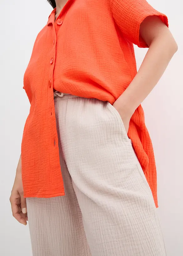 Skjortebluse i musselin, bonprix