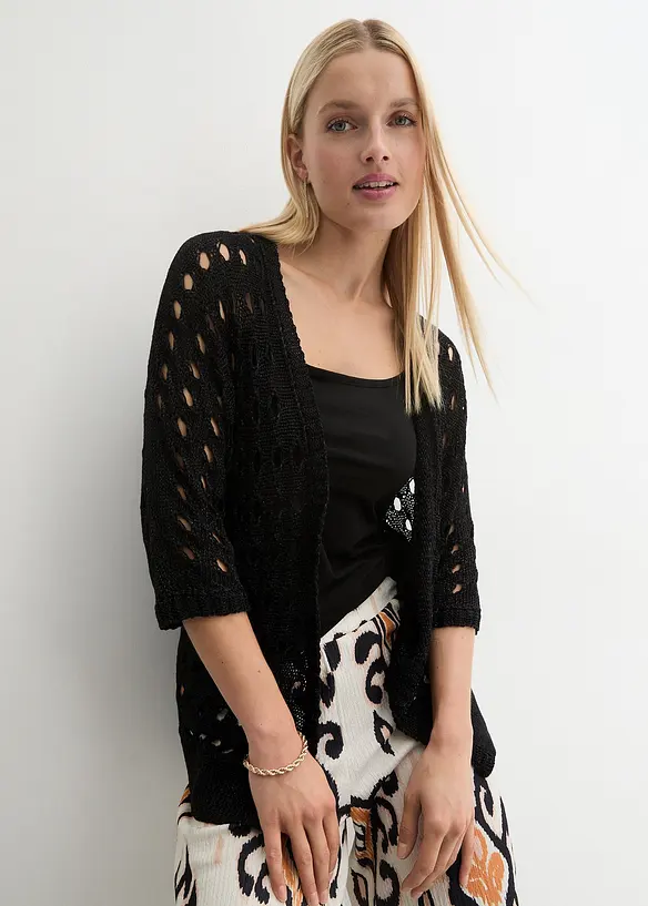 Hullstrikket cardigan med lurex, bonprix