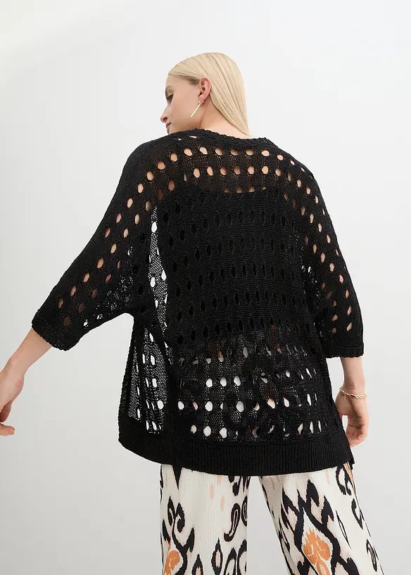 Hullstrikket cardigan med lurex, bonprix