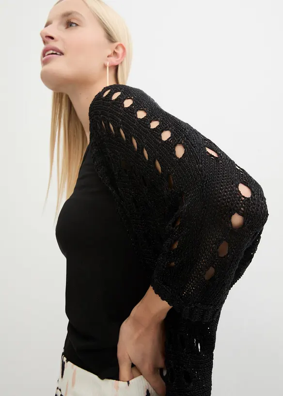 Hullstrikket cardigan med lurex, bonprix