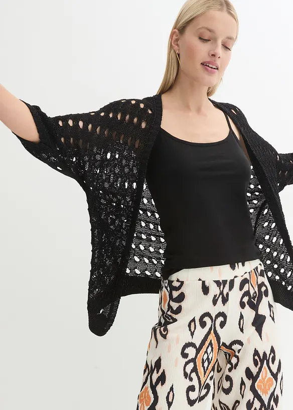 Hullstrikket cardigan med lurex, bonprix