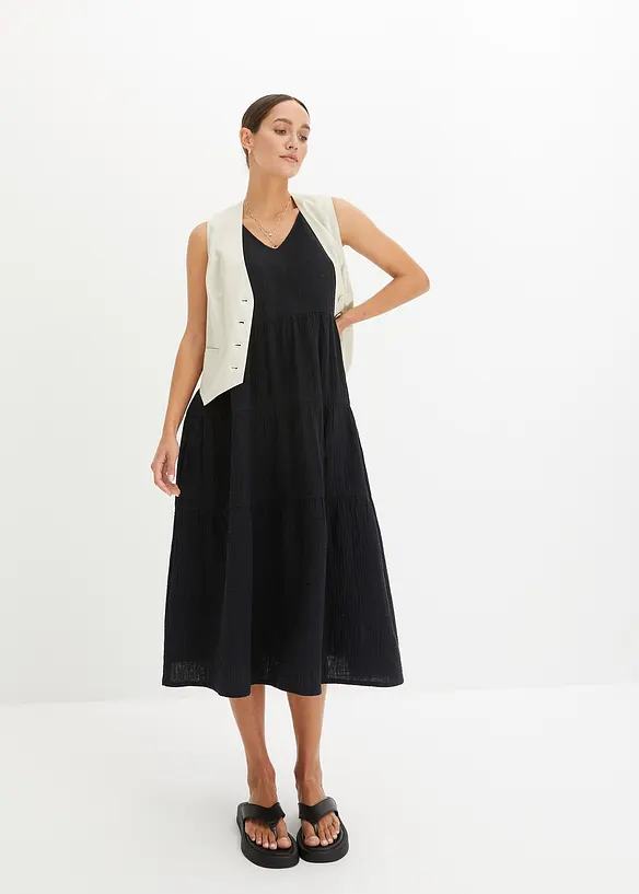 Musselin-kjole i 100% bomull, bonprix