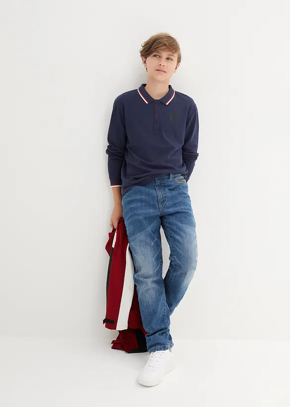 Termojeans med flannelfôr, Slim Fit, tapered, bonprix