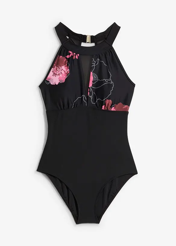 Badedrakt med transparent innfelling, bonprix