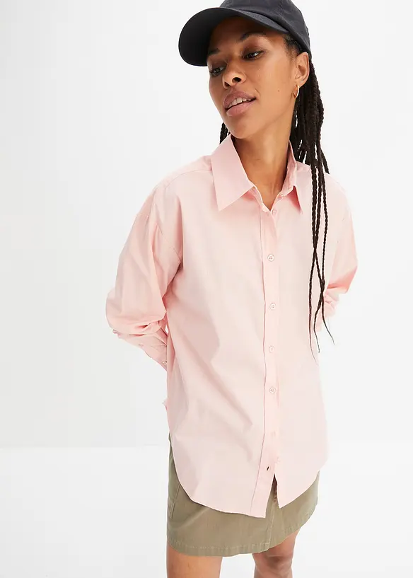 Oversized skjorte med knappestolpe, av 100% bomull, bonprix