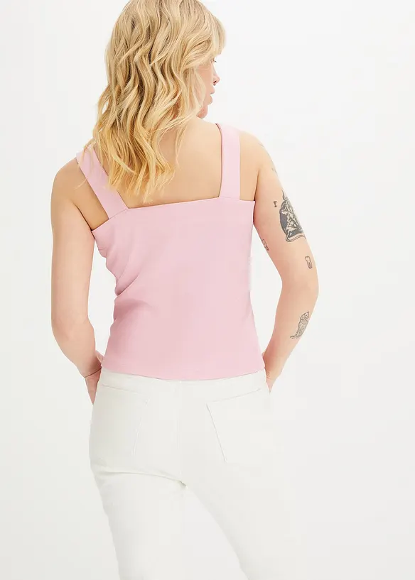 Ribbet topp i økologisk bomull (2-pack), bonprix