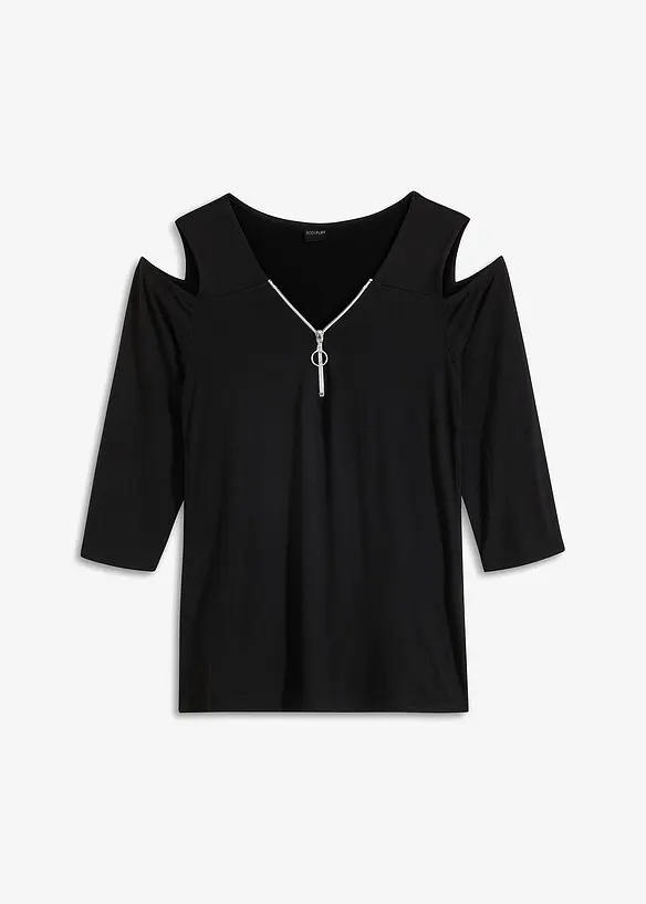 Cold shoulder-topp i viskose med pent fall, bonprix